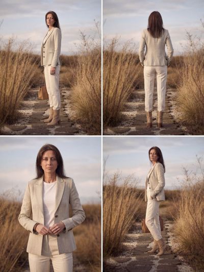 Брючный костюм бежевый, хлопок 100%