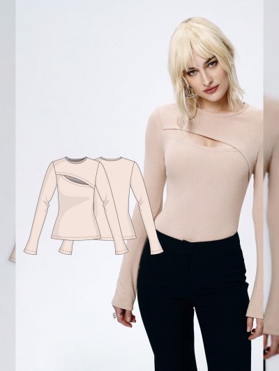 Лонгслив женский с вырезом