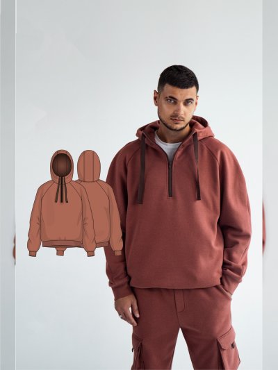 Худи мужской с капюшоном на молнии